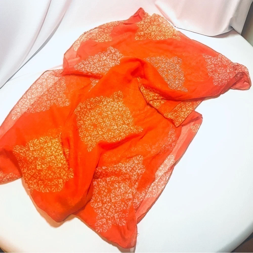 Vintage 90's Blaze Orange Hoop and Loop Scarf